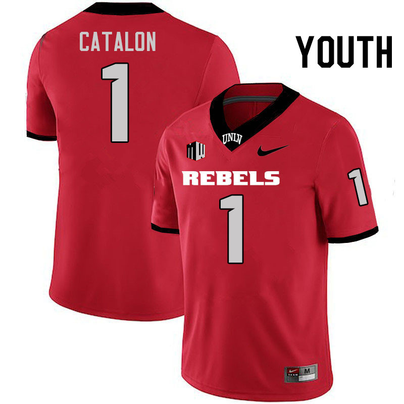 Youth #1 Jalen Catalon UNLV Rebels College Football Jerseys Stitched-Scarlet